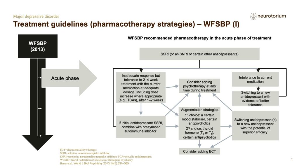 Treatment guidelines (pharmacotherapy strategies) – WFSBP (I)